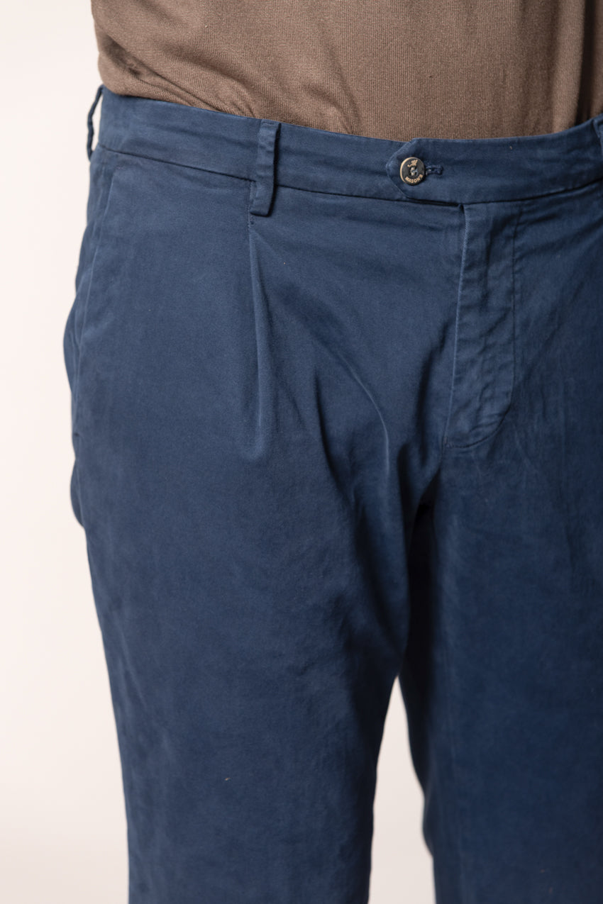 New York Time 1 Pinces pantalone chino uomo in gabardina regular fit