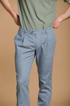 New York Time 1 Pinces pantalón chino hombre en canvas de algodón supima stretch regular fit 