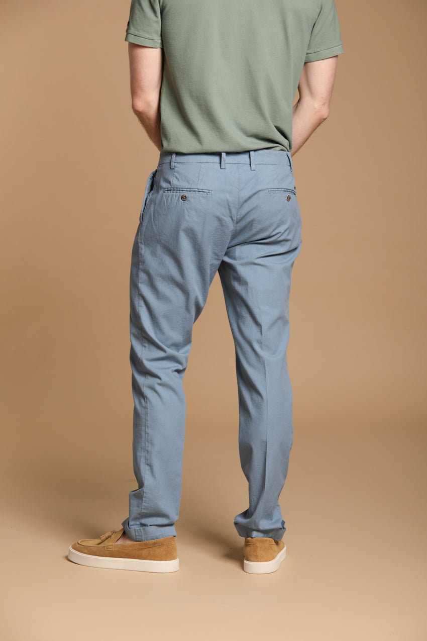 New York Time 1 Pinces pantalón chino hombre en canvas de algodón supima stretch regular fit 