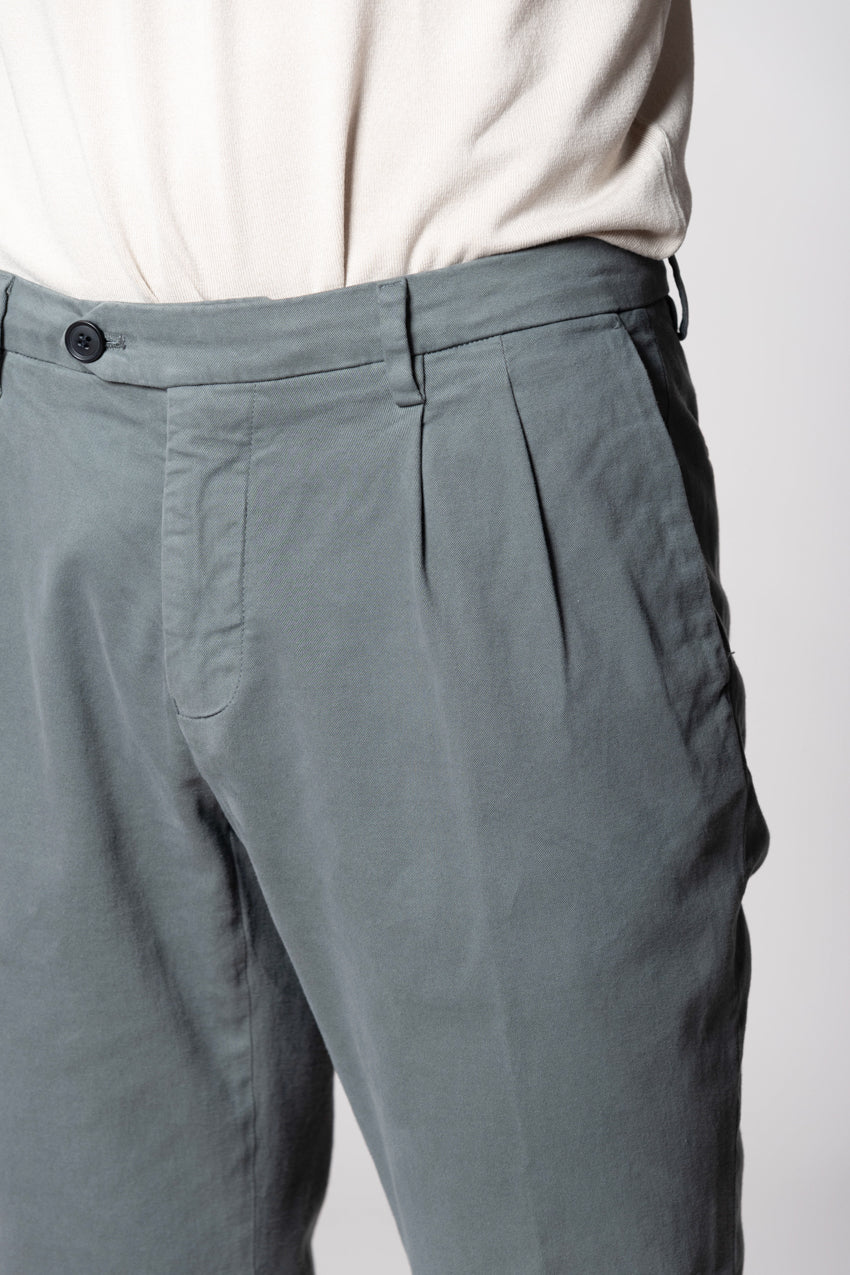 New York Time 2 Pinces pantalone chino uomo in cotone lana regular fit