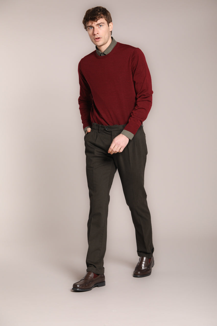 Foto 3 New York Time 2 Pinces pantalone chino uomo in cotone lana regular fit