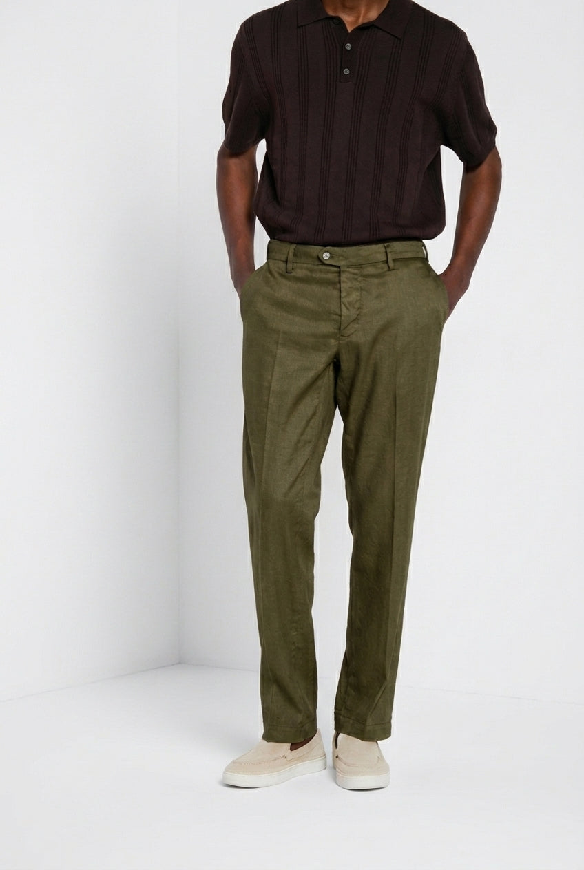 New York Icon Flex pantalon chino homme en twill de lin et coton regular fit