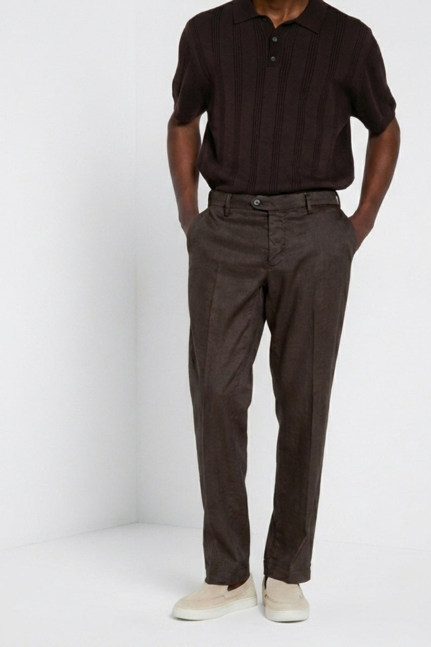 New York Icon Flex pantalon chino homme en twill lin et coton regular fit