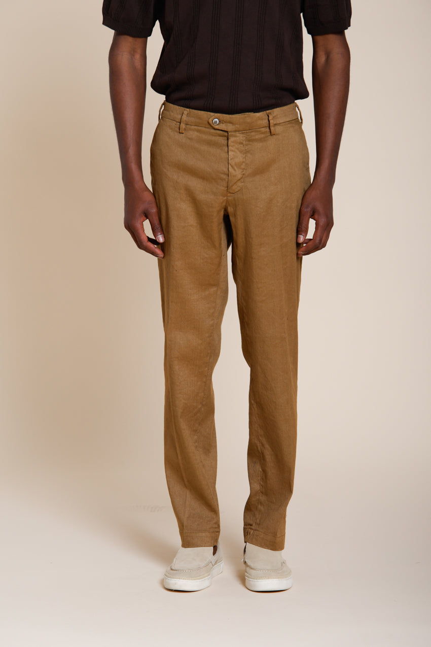 New York Icon Flex pantalone chino uomo in twill lino e cotone regular fit