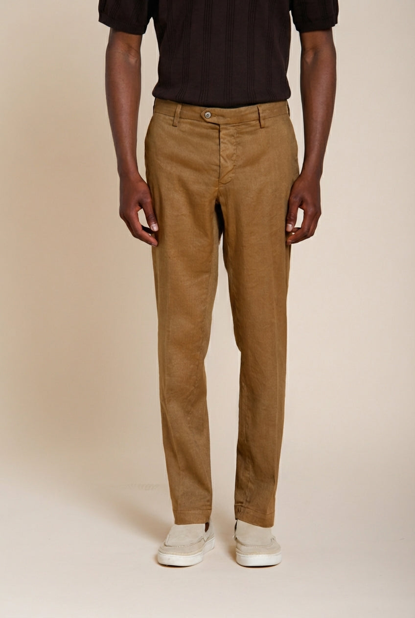 New York Icon Flex pantalon chino homme en twill de lin et coton regular fit