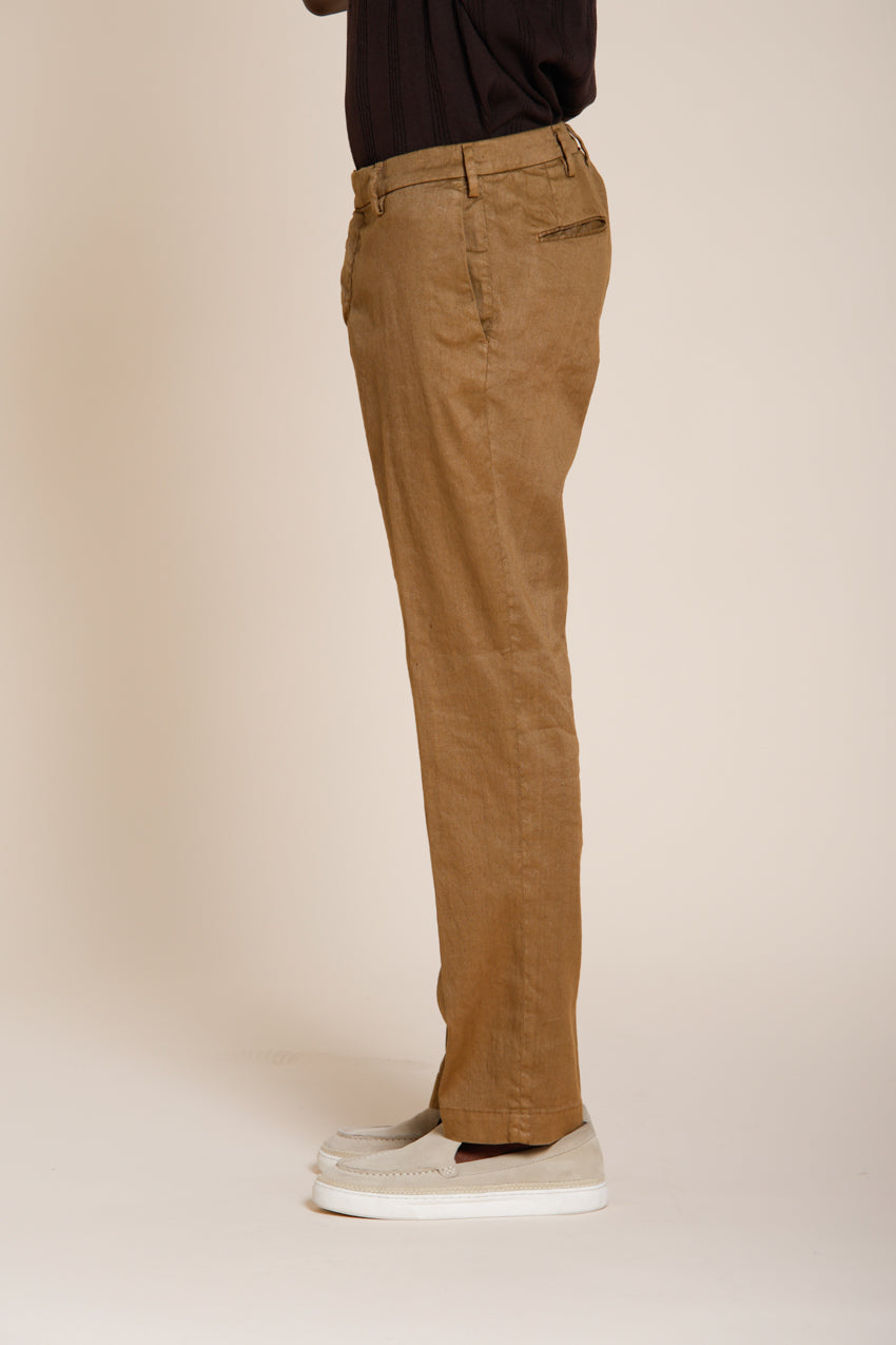 New York Icon Flex pantalone chino uomo in twill lino e cotone regular fit