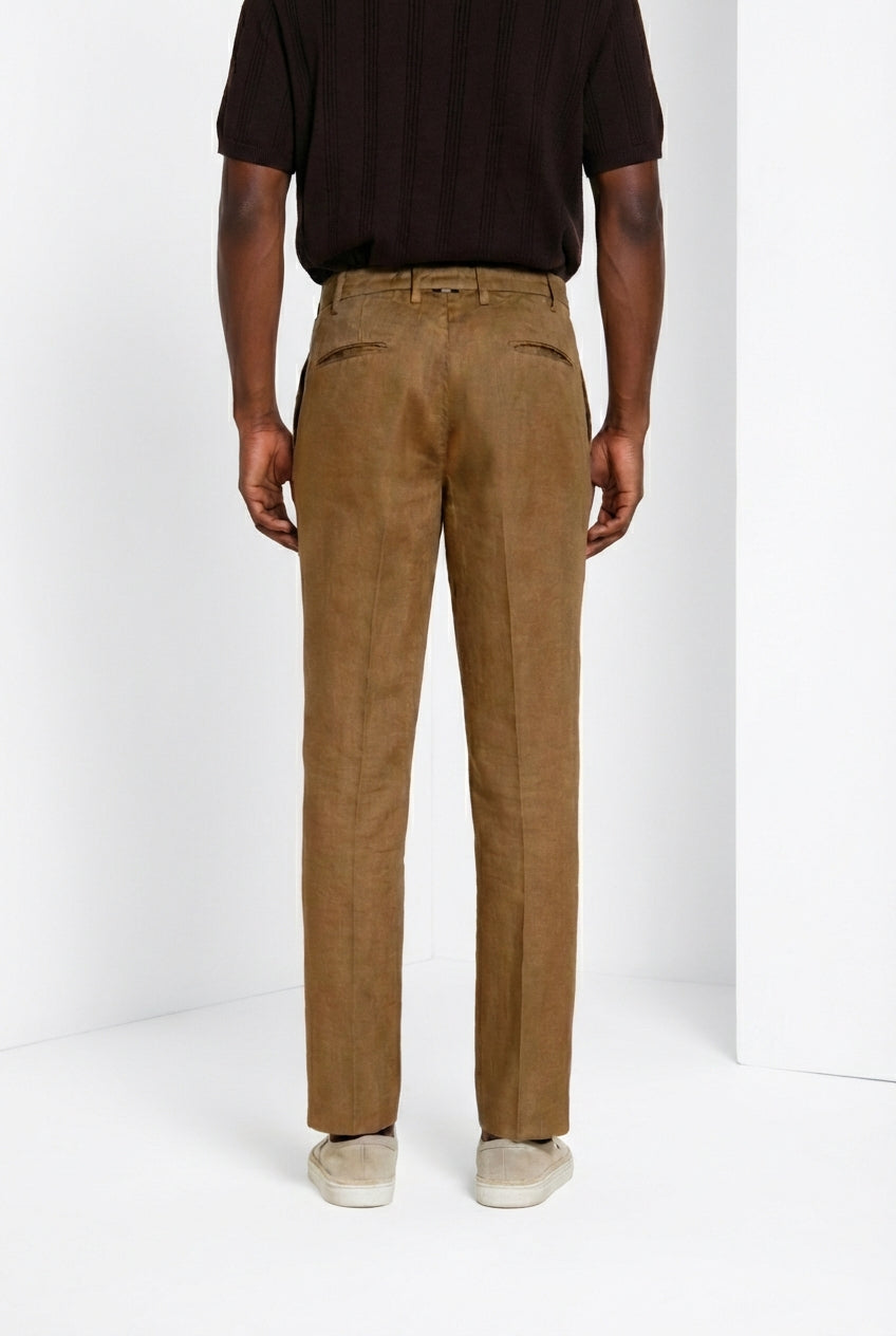 New York Icon Flex pantalón chino hombre en sarga de lino y algodón regular fit
