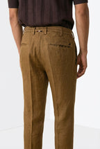 New York Icon Flex pantalón chino hombre en sarga de lino y algodón regular fit