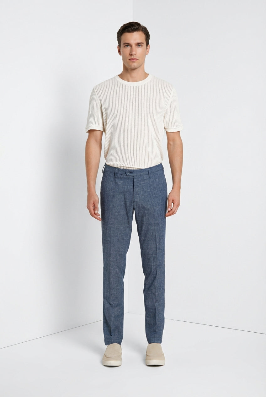 New York pantalon chino homme en micro-motif pied-de-poule teint en fil regular fit