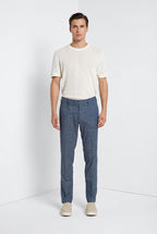 New York pantalon chino homme en micro-motif pied-de-poule teint en fil regular fit