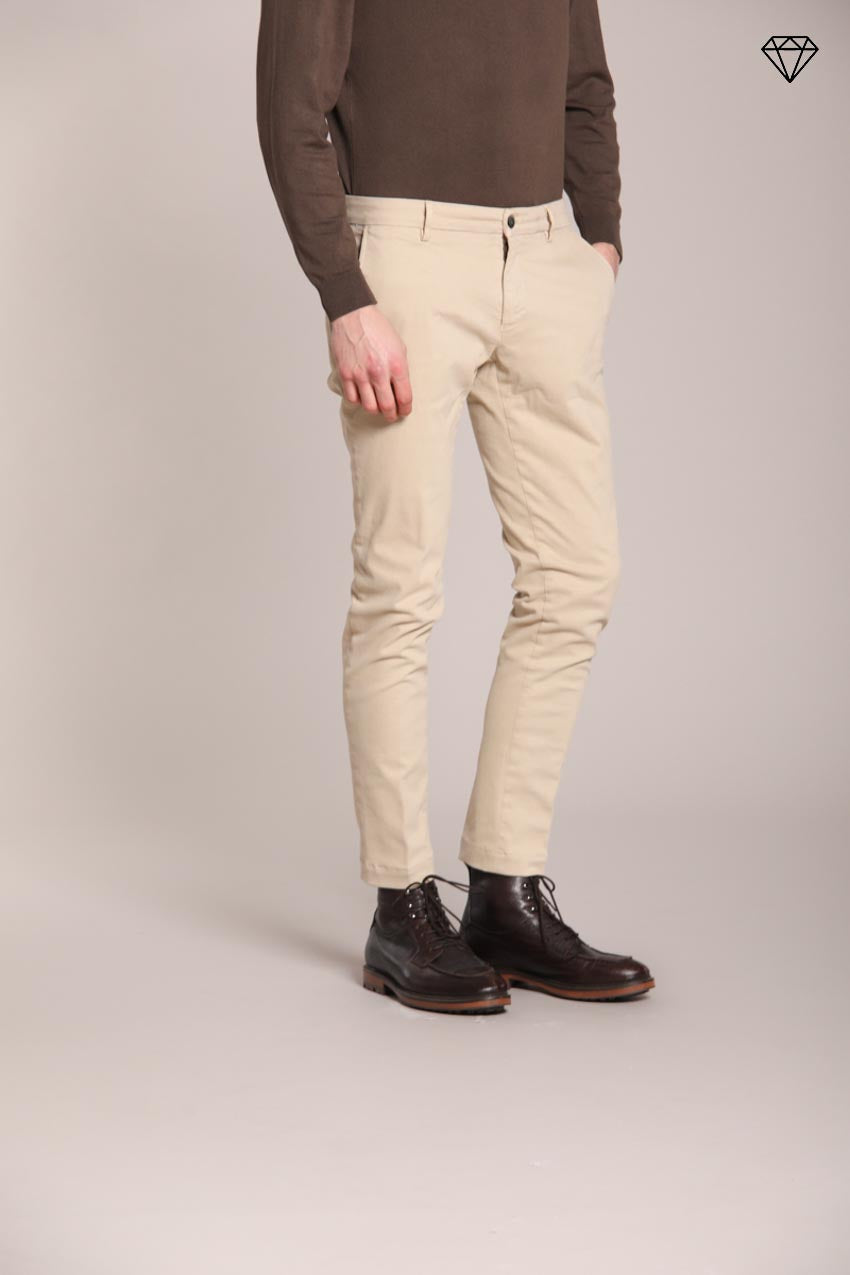 Foto 3 Milano pantalone chino uomo in gabardina stretch extra slim fit ①