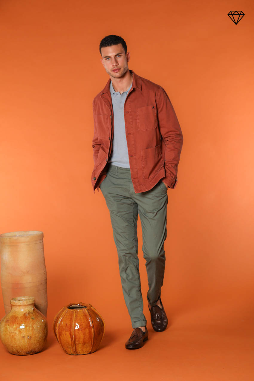 Milano pantalón chino hombre en algodón pima extra slim fit ①