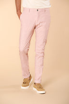Milano pantalon chino homme en mélange de coton et tencel avec micro-motif Extra Slim fit ①