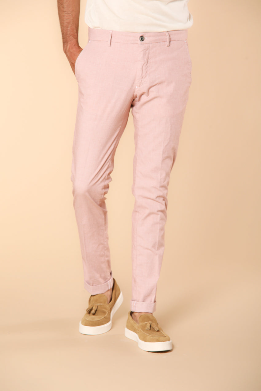 Milano pantalón chino hombre en mezcla de algodón y tencel con microestampado extra slim fit ①