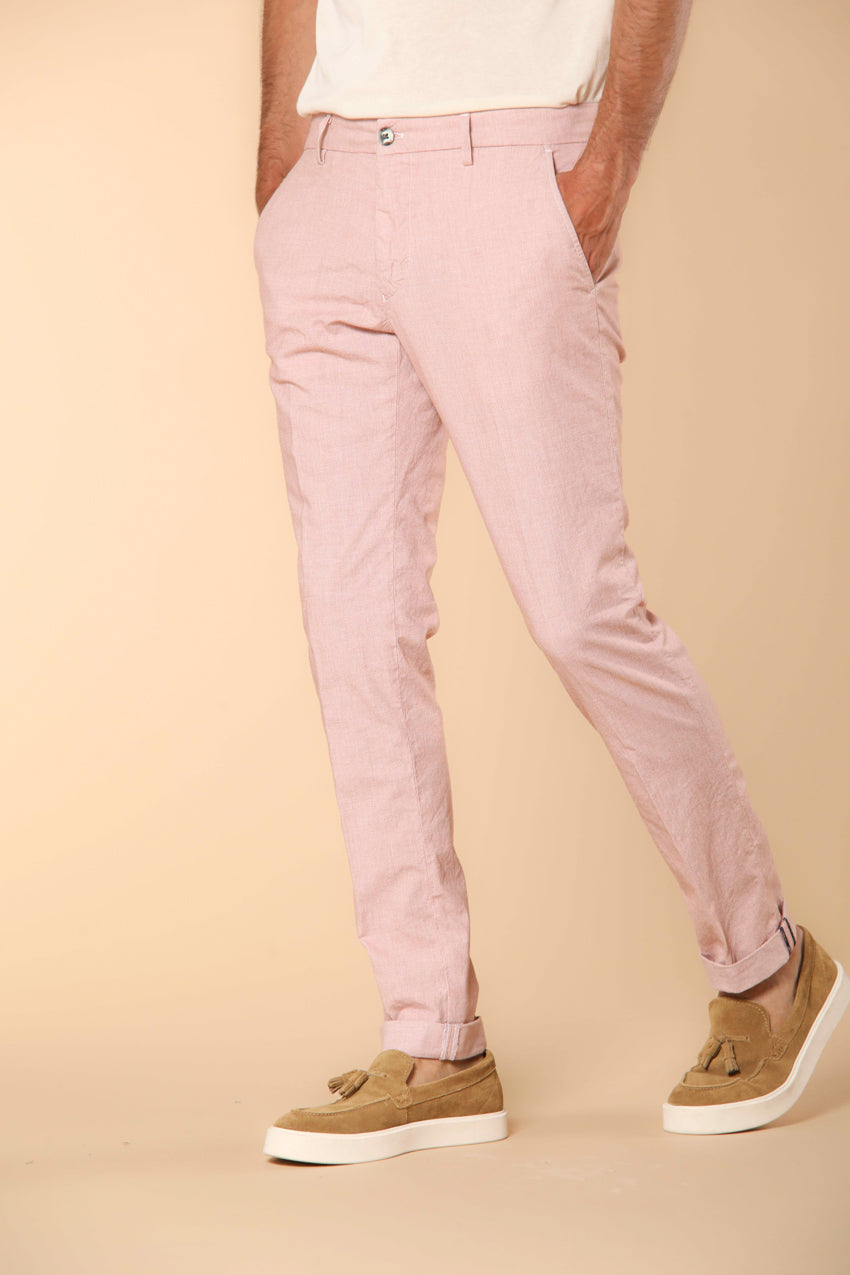 Milano pantalón chino hombre en mezcla de algodón y tencel con microestampado extra slim fit ①