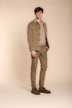 Foto 3 Milano pantalone chino uomo in gabardina stretch con microfantasia extra slim fit