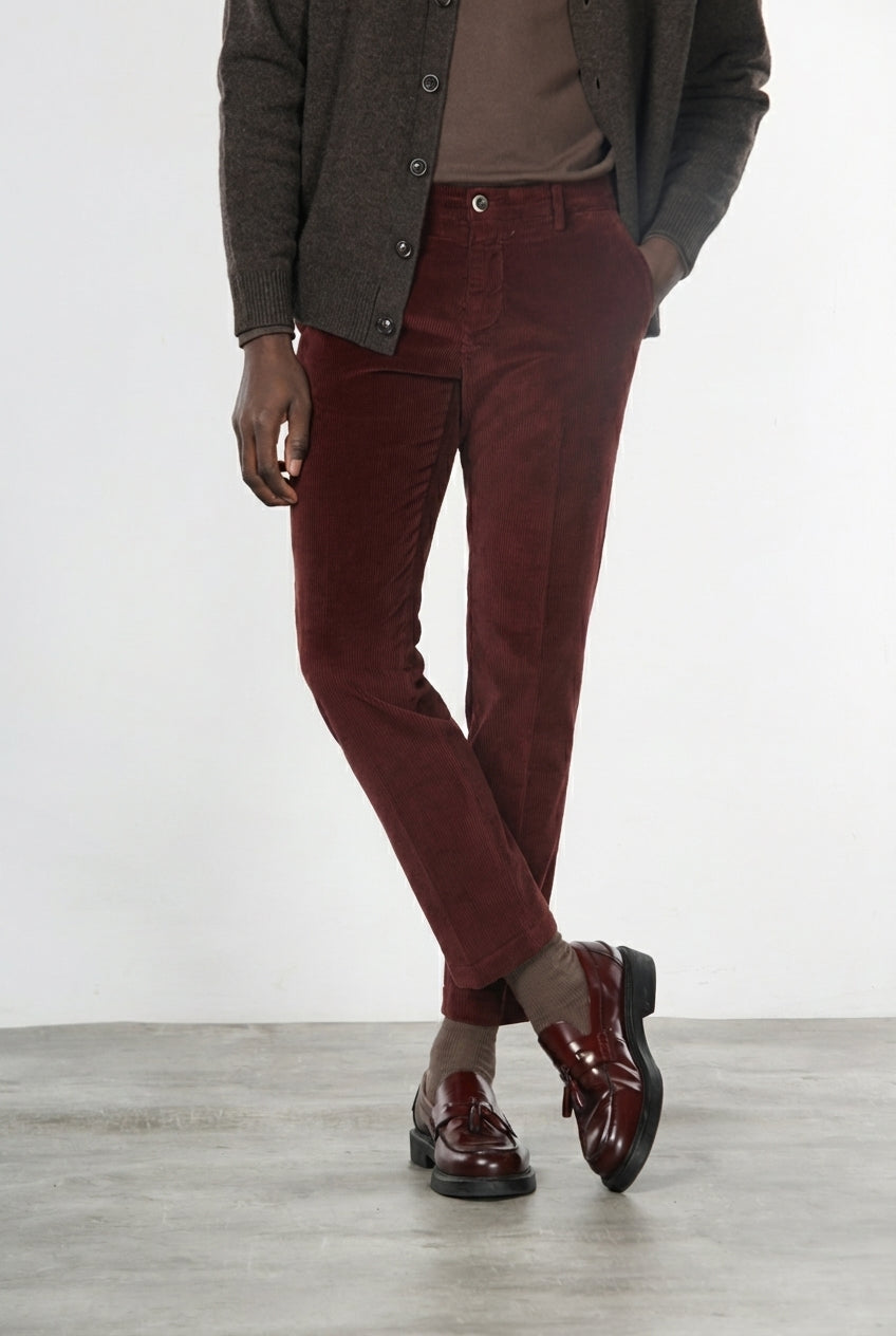 Milano men’s chino pants in 500-wale velvet with extra slim fit ①
