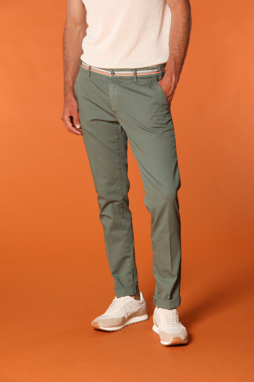 Milano Start pantalón chino hombre en raso elástico con cintas extra slim fit