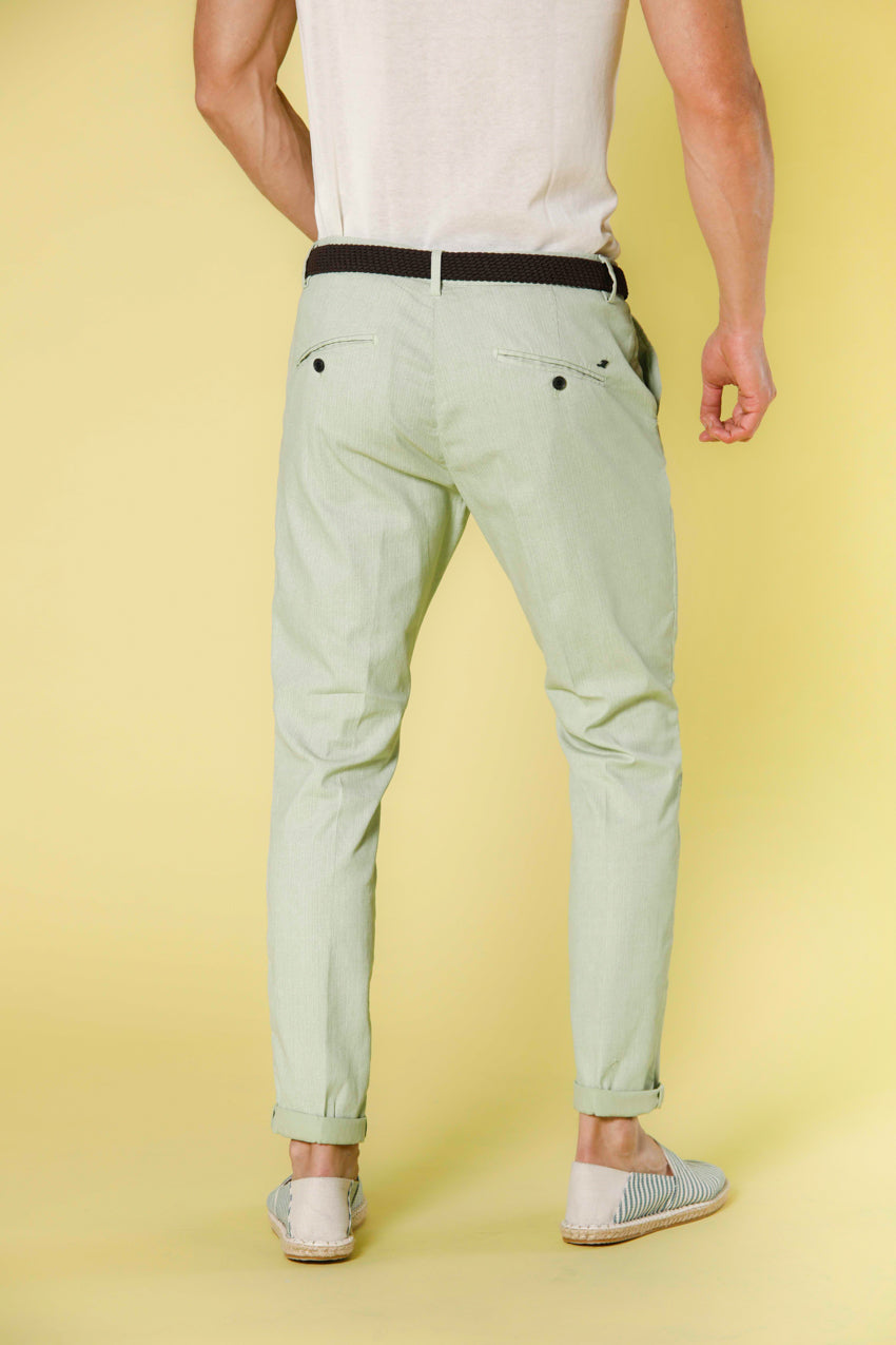 Image 3 du pantalon chino homme en coton vert clair à micro-motif modéle Osaka Style par Mason's
