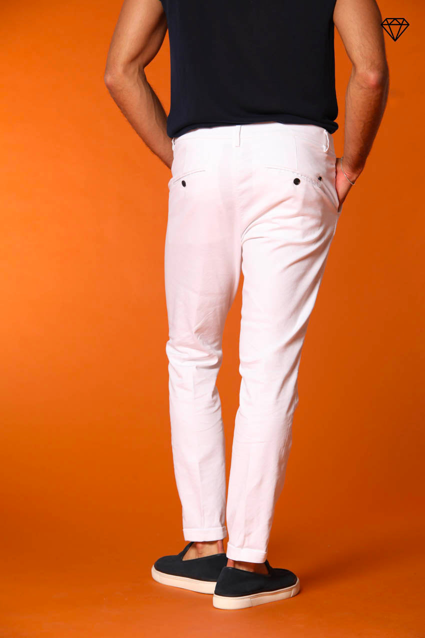 Osaka men's chino pants in fine cotton and tencel tricotine carrot fit ①