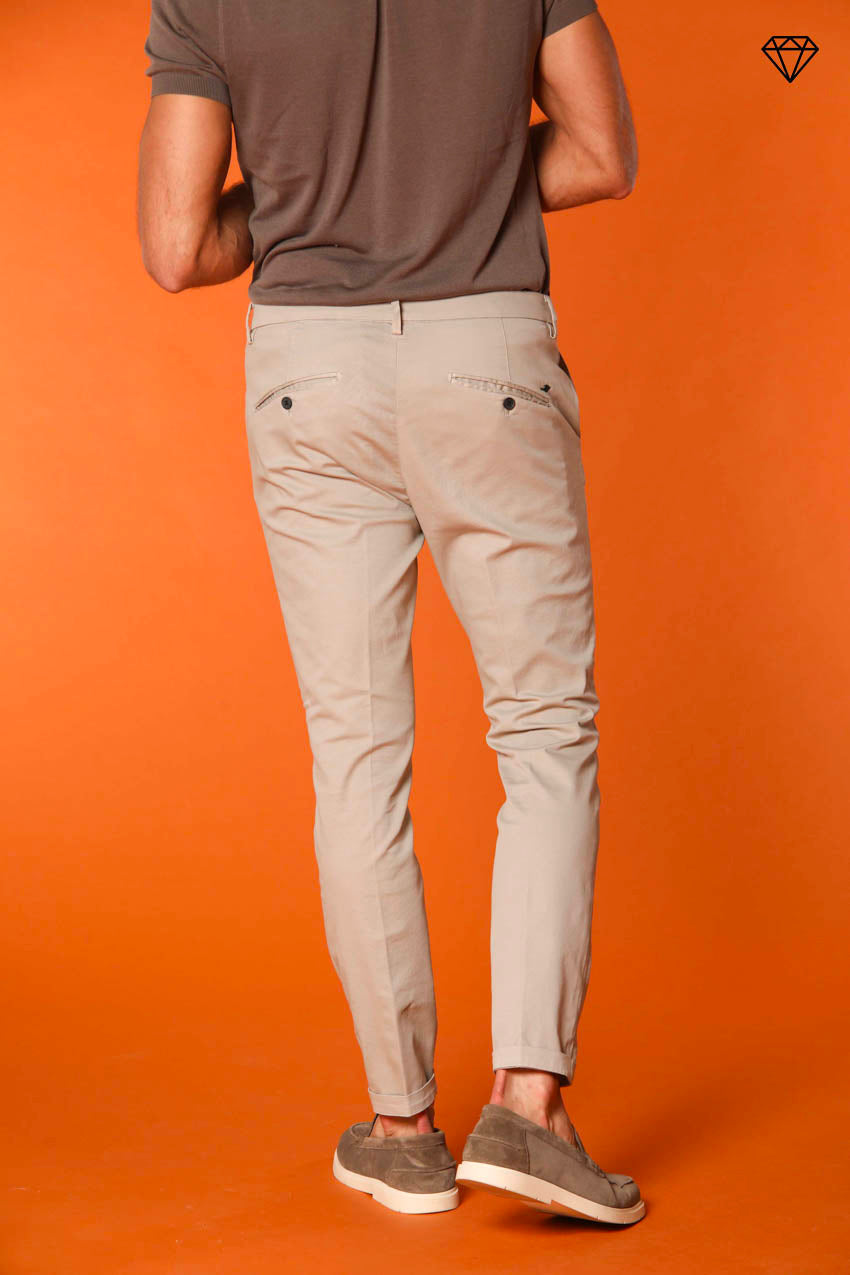 Osaka men's chino pants in fine cotton and tencel tricotine carrot fit ①