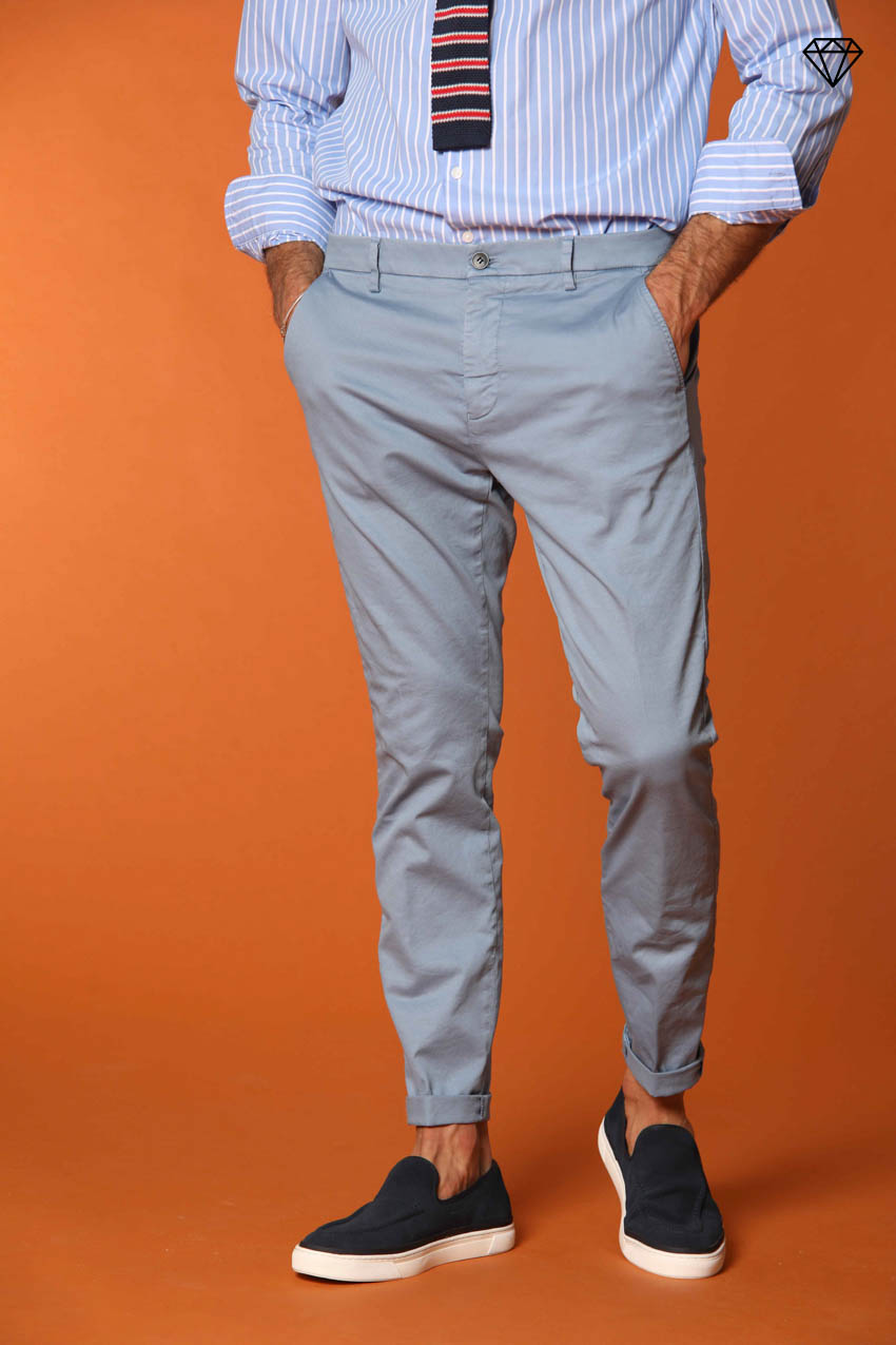 Osaka men's chino pants in fine cotton and tencel tricotine carrot fit ①