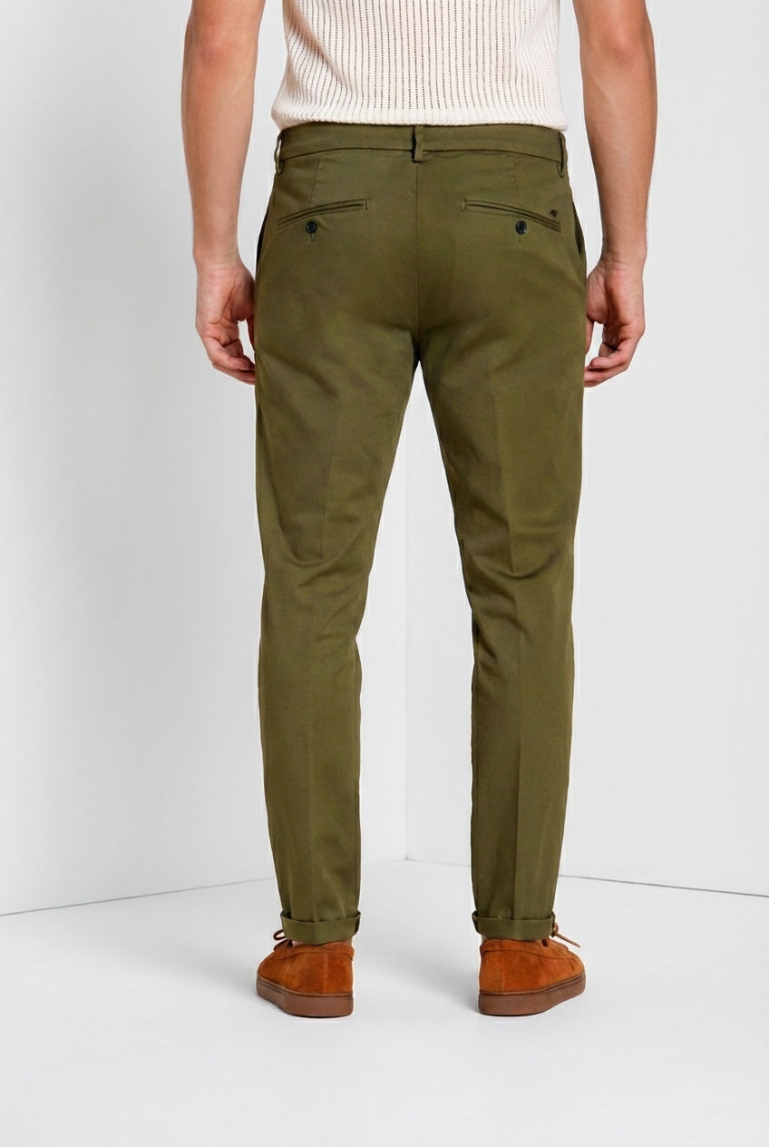 Men's Chino Trousers Osaka Forest Green Cotton Lyocell | Mason's