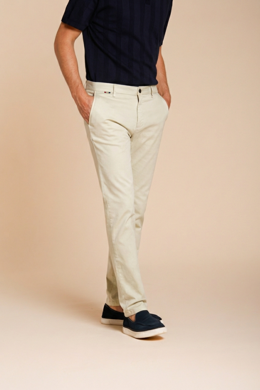 Osaka men's chino pants in fine cotton and lyocell tricotina carrot fit
