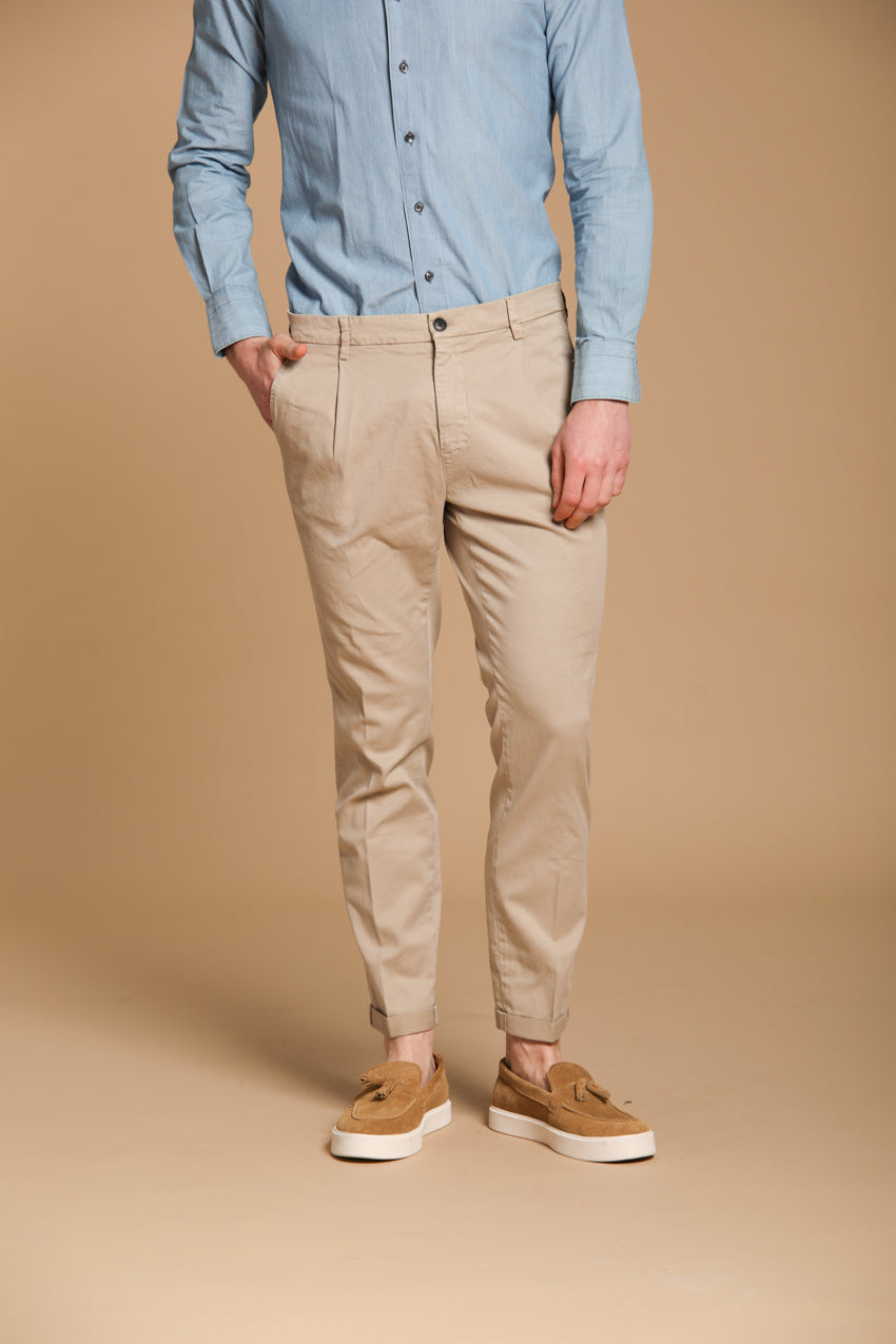 Osaka 1 Pinces pantalón chino hombre en twill de algodón y lyocell carrot fit