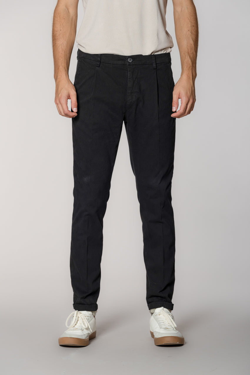 Osaka 1 Pinces pantalon chino homme en coton soie carrot fit