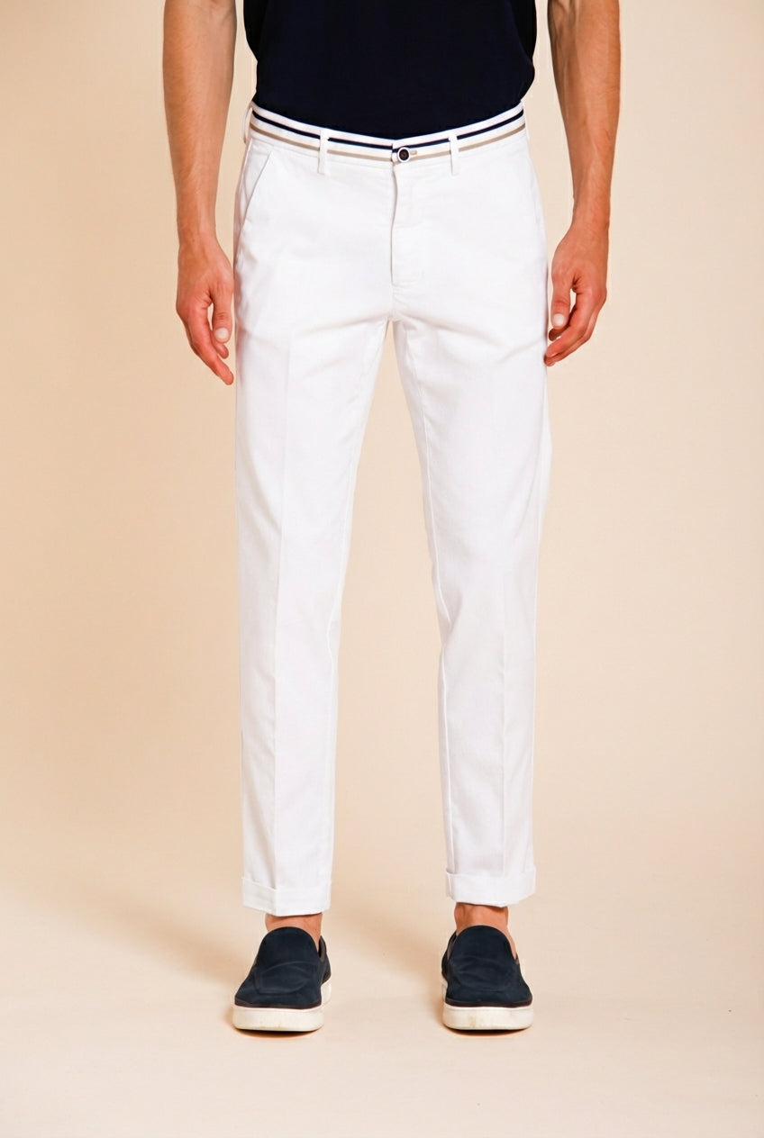 Torino Summer pantalón chino hombre en twill de algodón y lyocell slim fit