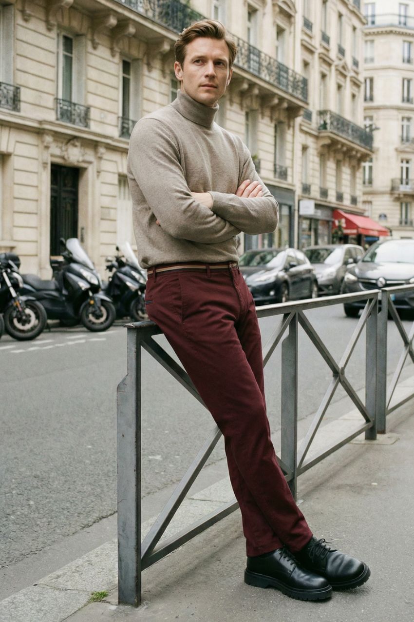 Torino Winter men’s chino pants in stretch gabardine with slim fit
