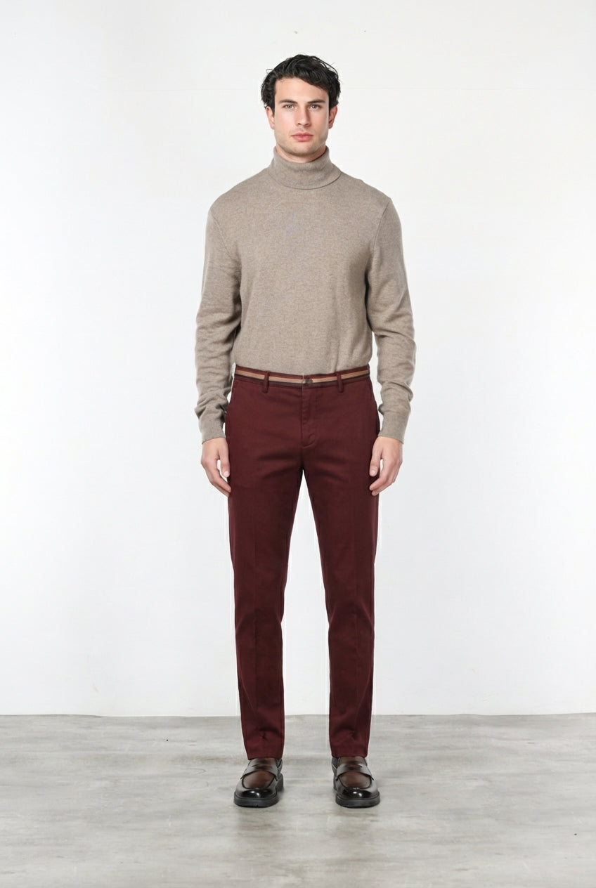 Torino Winter pantalone chino uomo in gabardina stretch slim fit
