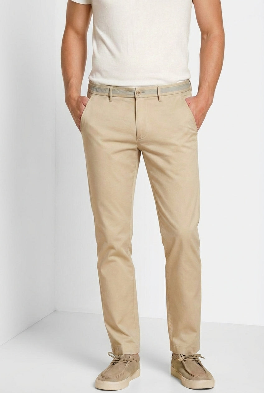 Torino University men's chino pants in stretch satin slim fit