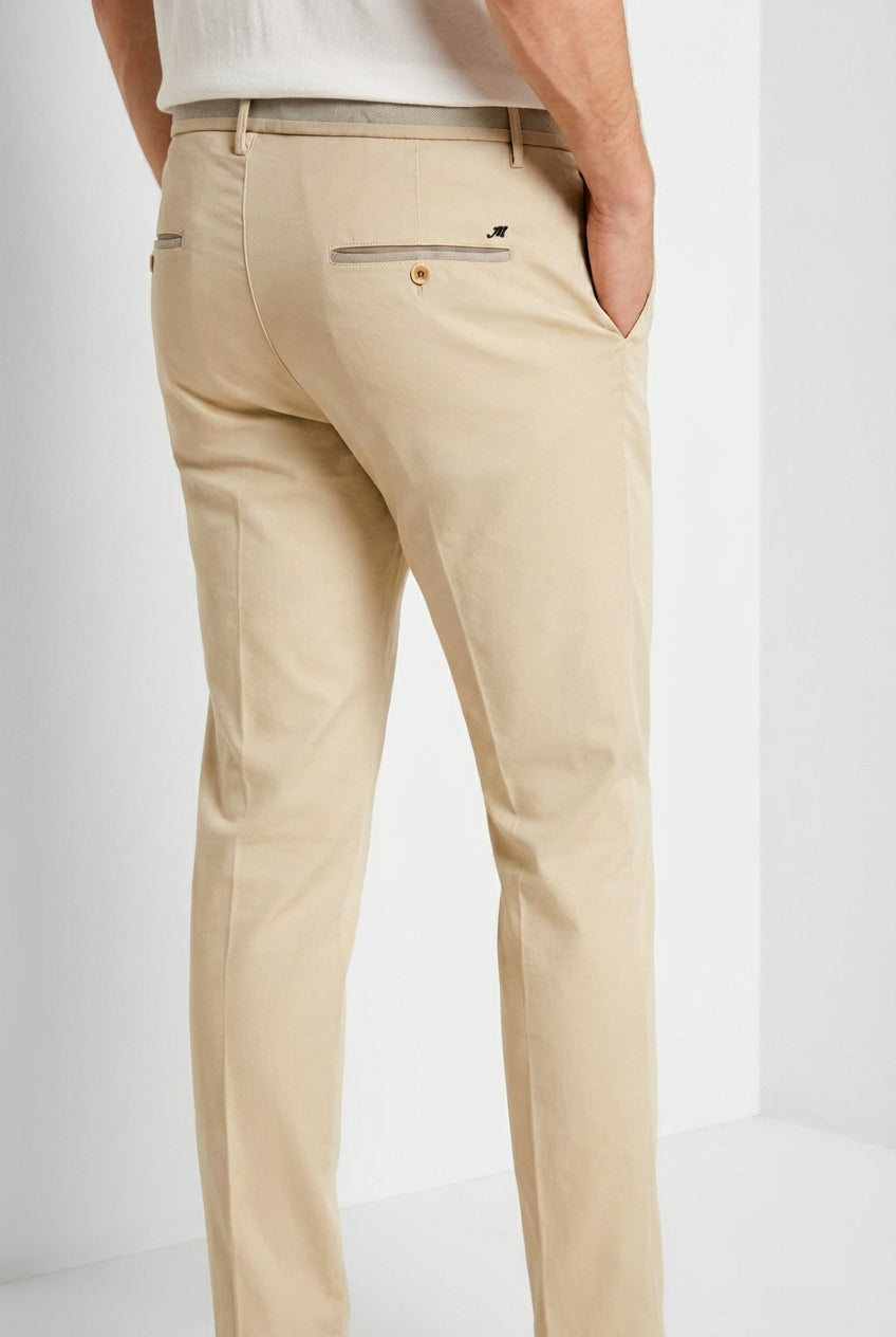 Torino University men's chino pants in stretch satin slim fit