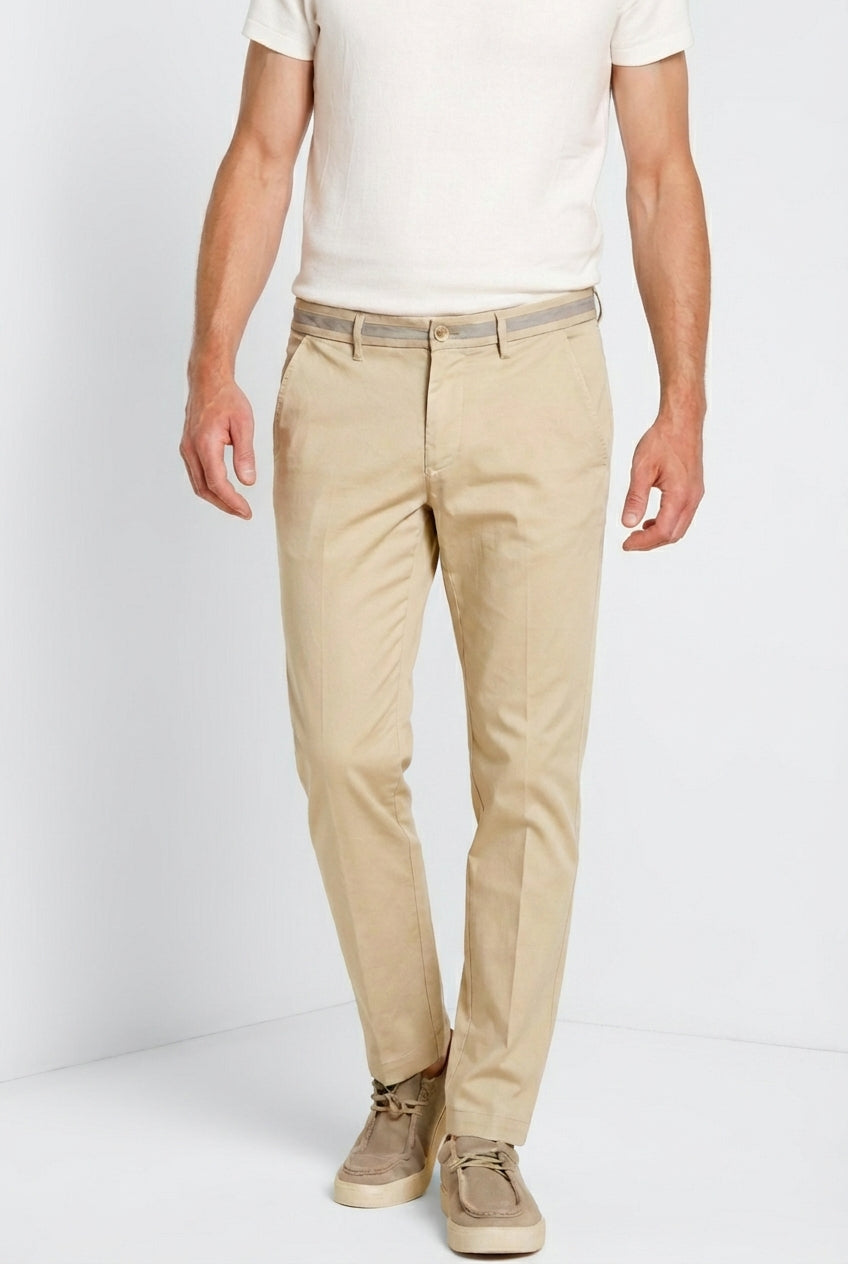 Torino University pantalon chino homme en satin stretch slim fit