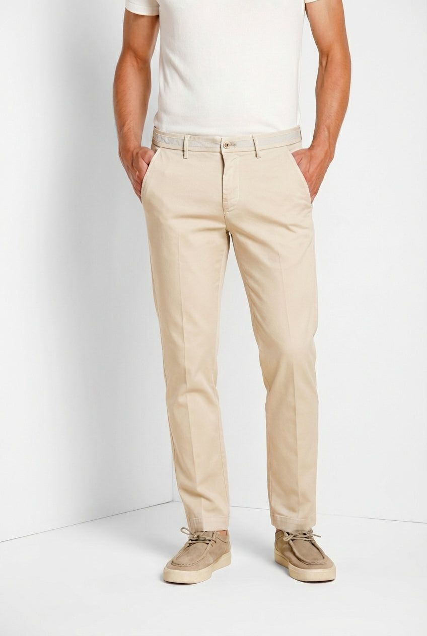 Torino University pantalón chino hombre de satén stretch slim fit