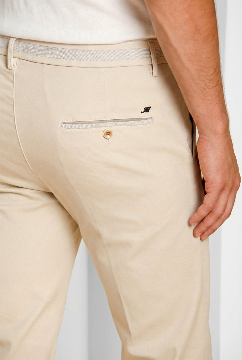 Torino University pantalón chino hombre de satén stretch slim fit