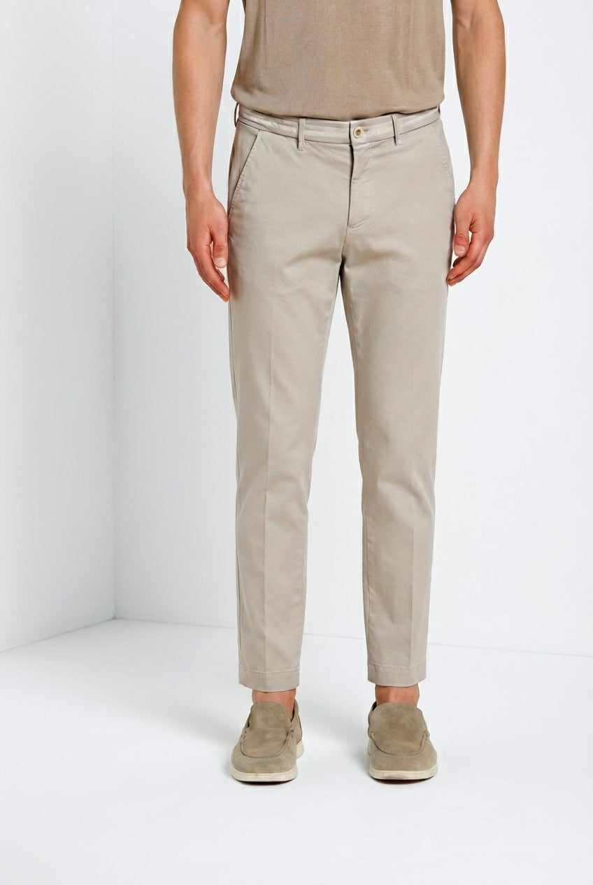 Torino Elegance pantalon chino homme en tricot fine de coton et lyocell slim fit