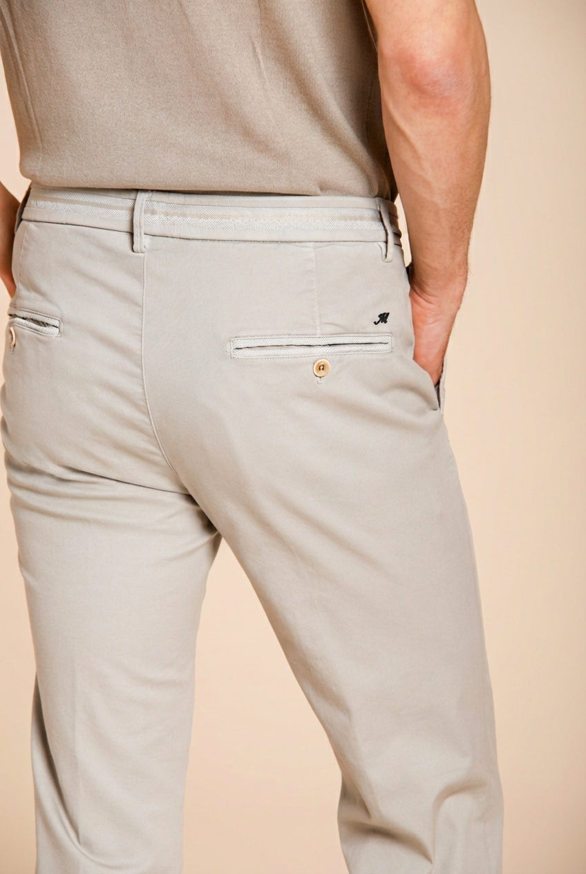 Torino Elegance pantalón chino hombre en tricotina fina de algodón y lyocell slim fit