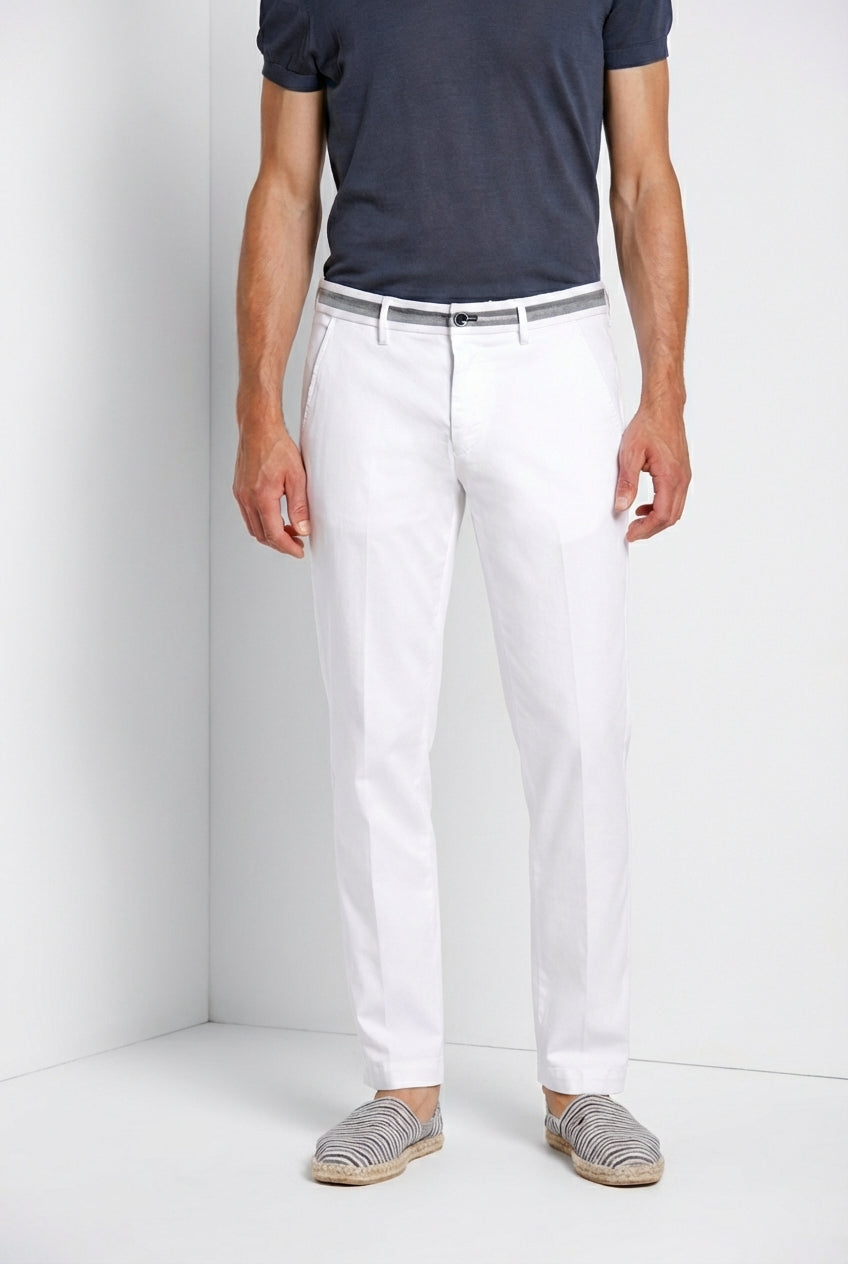 Torino Elegance pantalon chino homme en tricotine fine de coton et lyocell slim fit