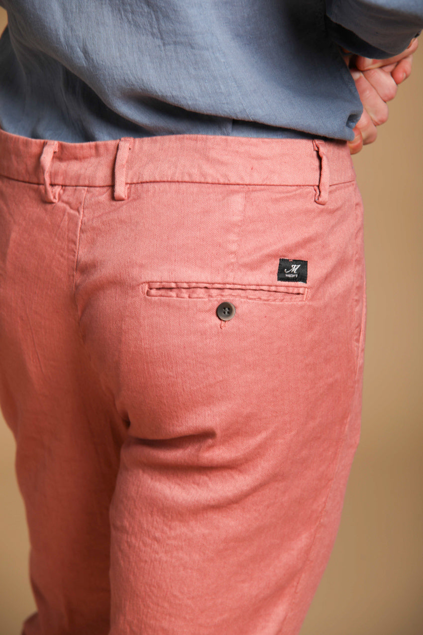 Torino pantalón chino hombre  en sarga de algodón y lino slim fit