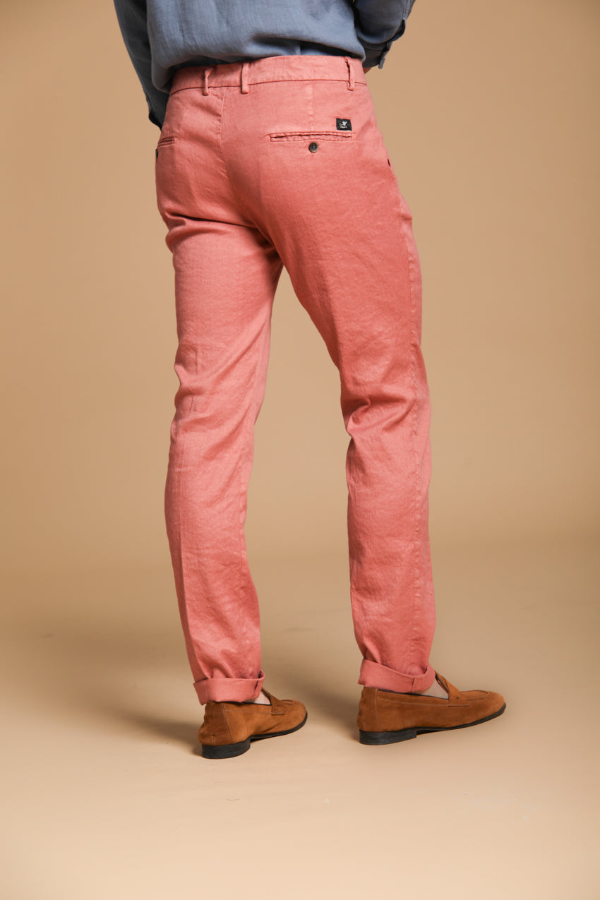 Torino pantalón chino hombre  en sarga de algodón y lino slim fit