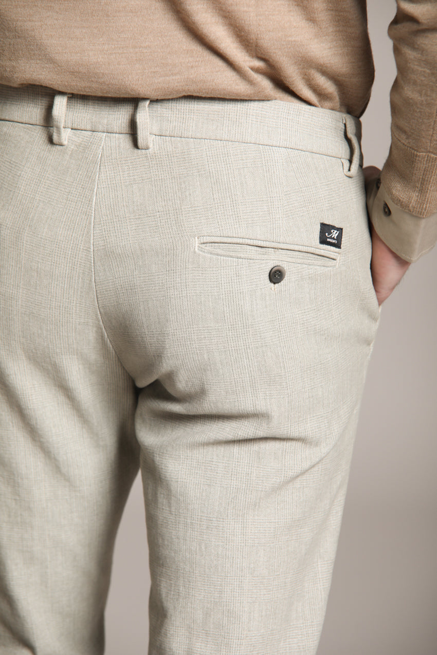Torino pantalon chino homme en velours côtelé avec imprimé pied-de-poule slim fit