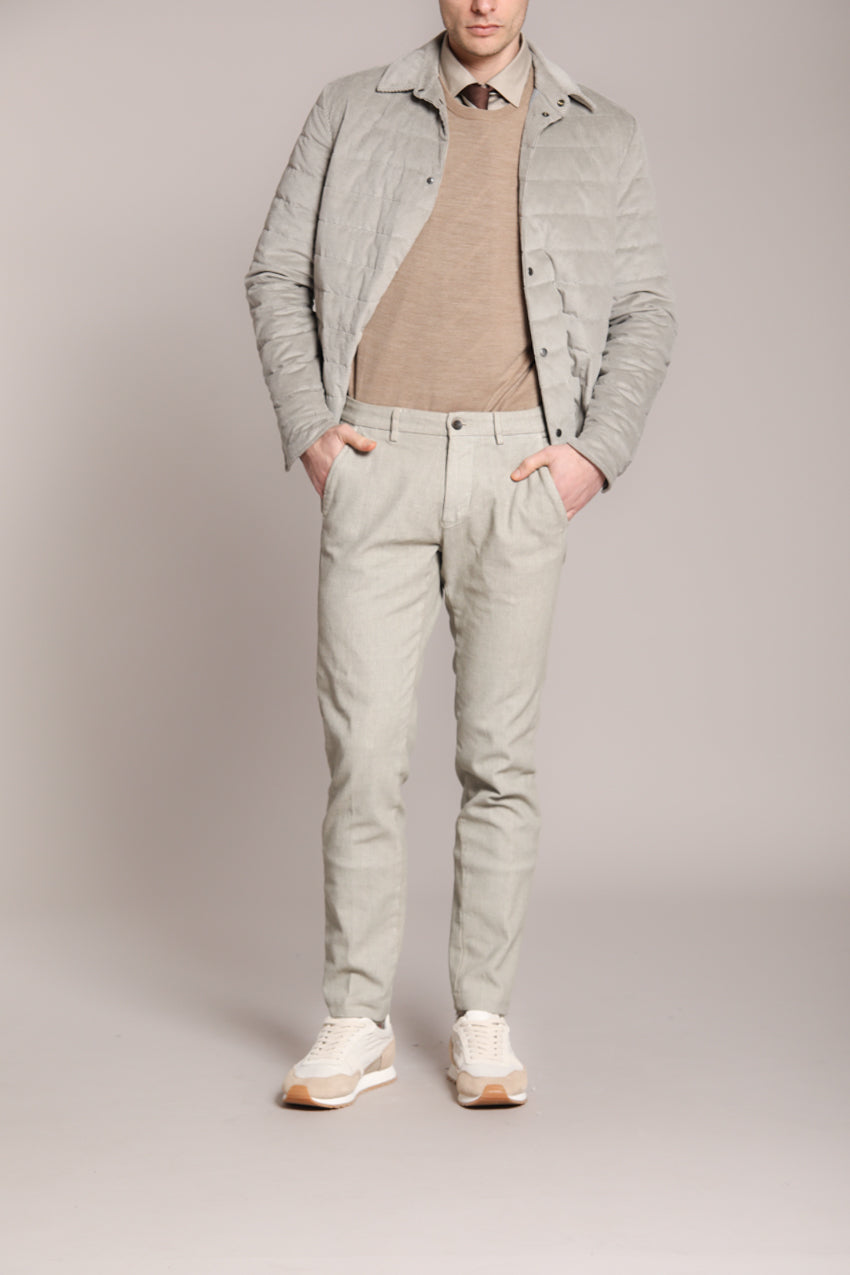 Torino pantalon chino homme en velours côtelé avec imprimé pied-de-poule slim fit