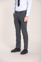 Foto 4 Torino pantalone chino uomo in cotone stretch con fantasia galles sfumato slim fit
