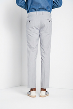 Torino Hose Chino Herren aus garngefärbtem Hahnentritt-Mikromuster blau slim fit