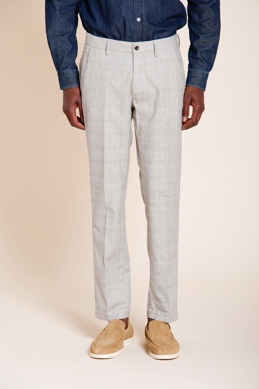 Torino pantalón chino hombre estampado príncipe de Gales con hilo oscuro slim fit