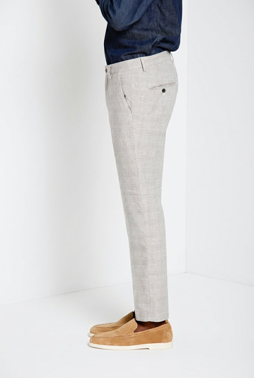 Torino pantalon chino homme imprimé Prince de Galles avec fil foncé slim fit