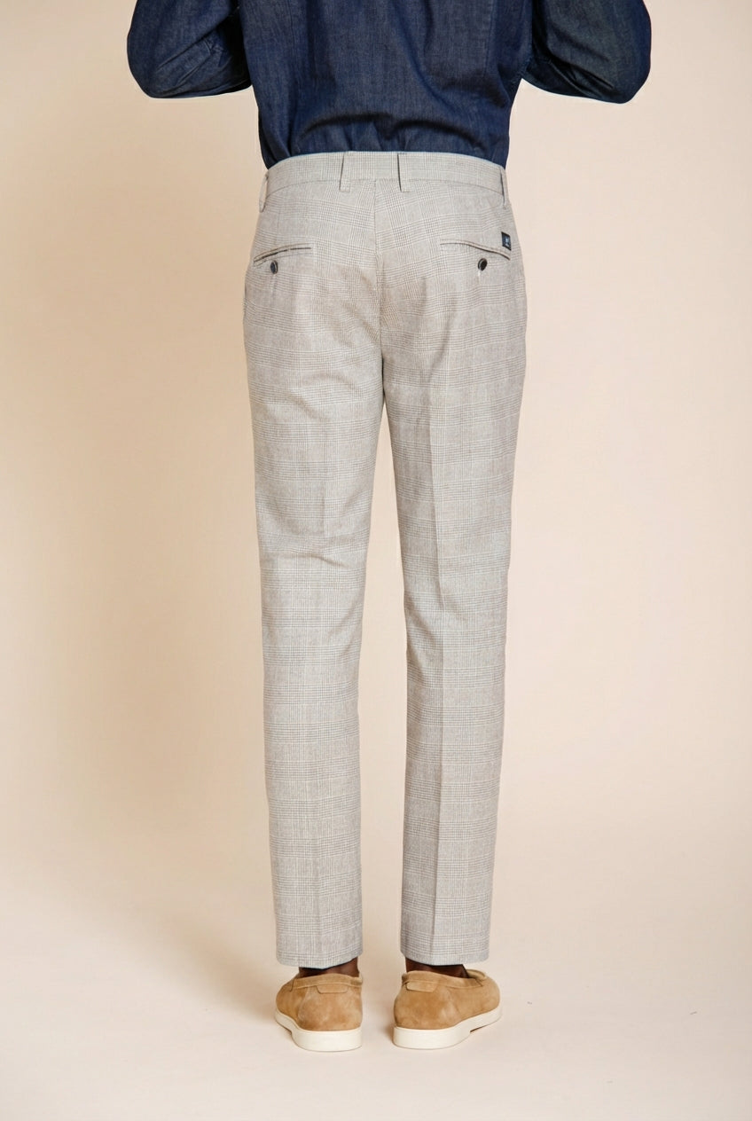 Torino pantalón chino hombre estampado príncipe de Gales con hilo oscuro slim fit